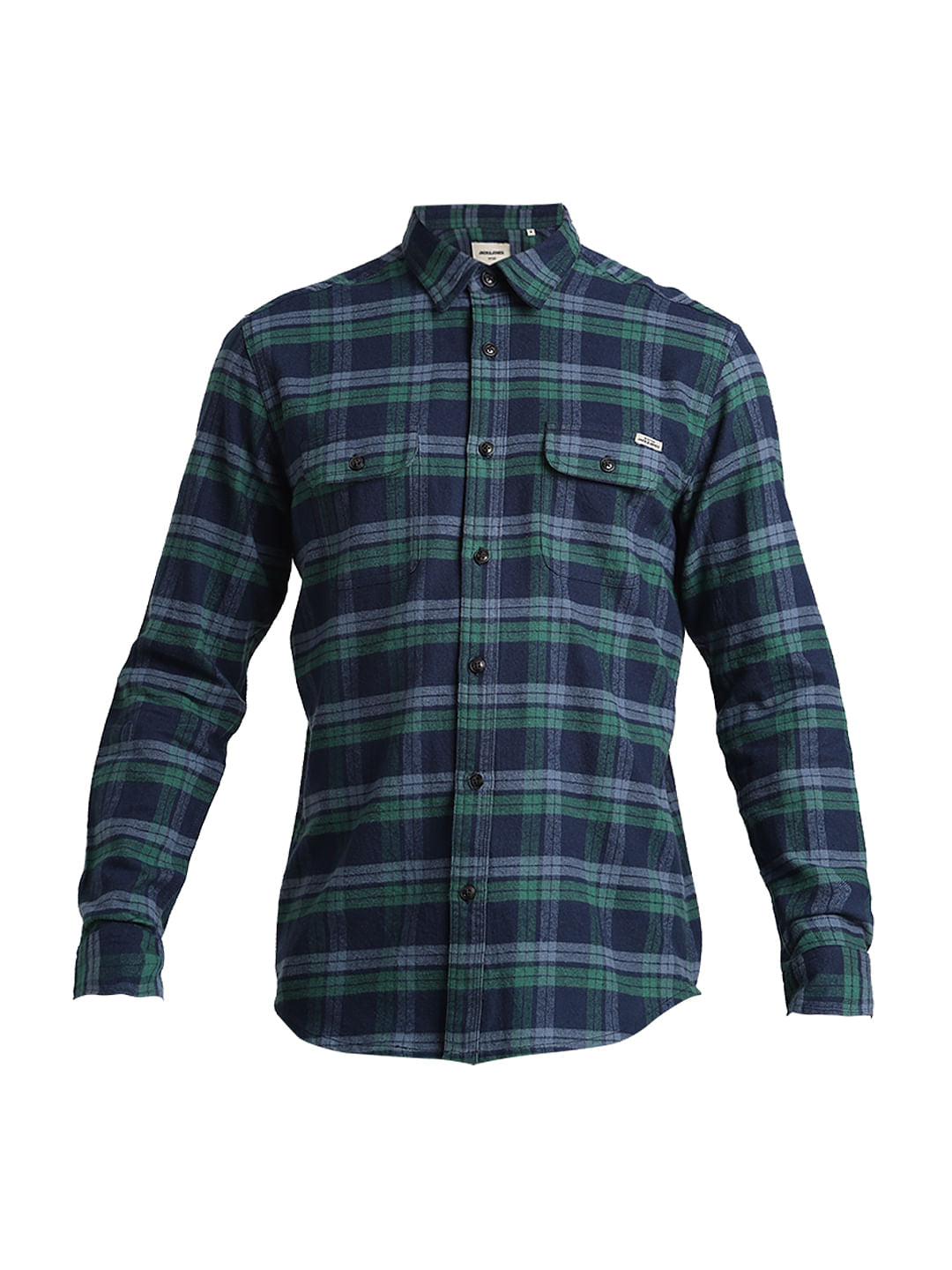 Blue Check Print Cotton Shirt