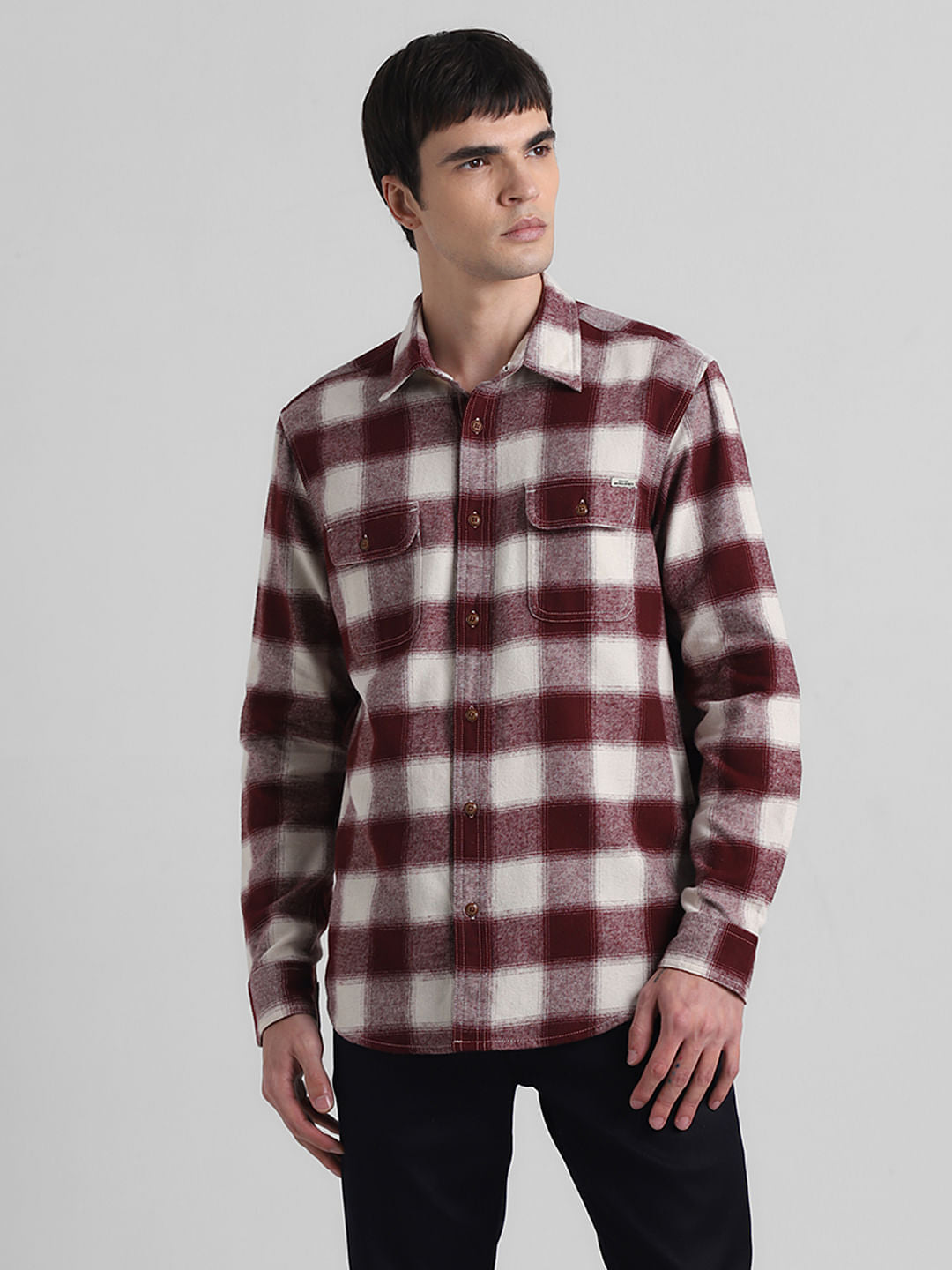 Red Check Print Full Sleeves Shirt