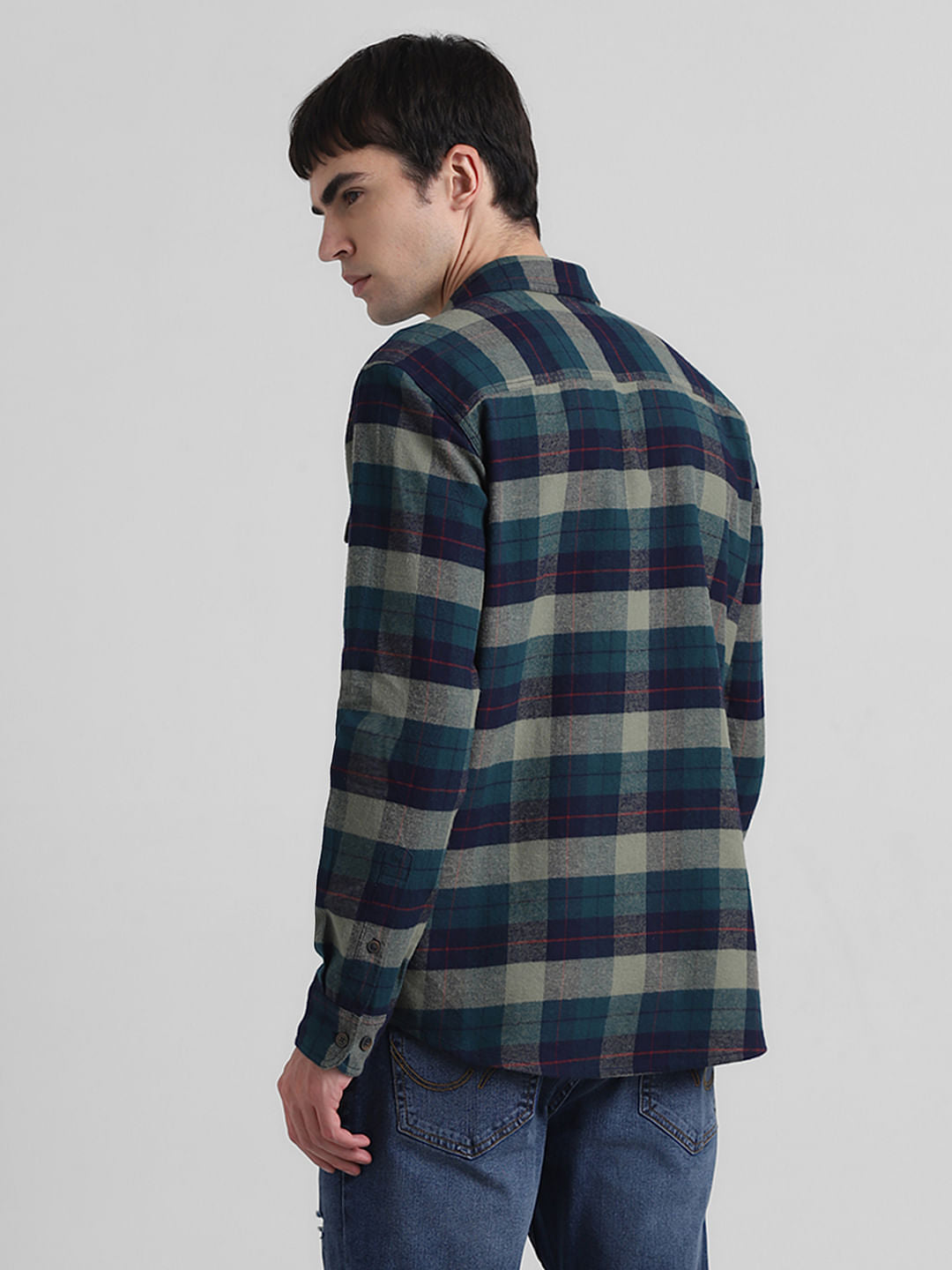 Green Check Print Full Sleeves Shirt
