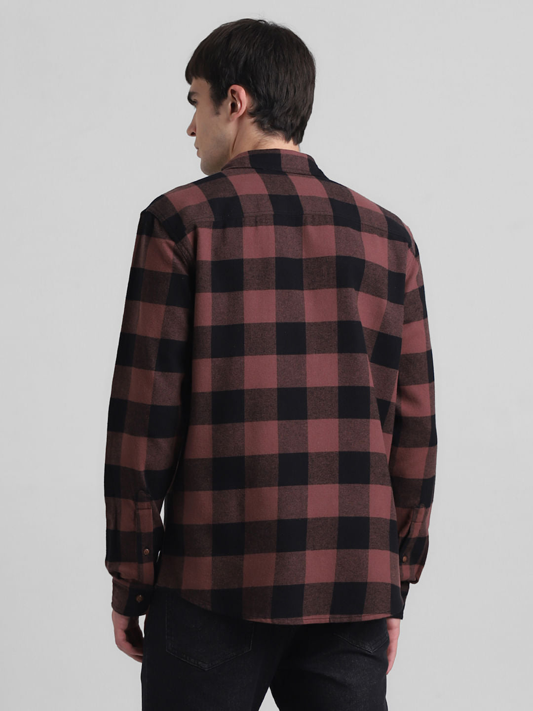 Warm Brown Check Print Shirt
