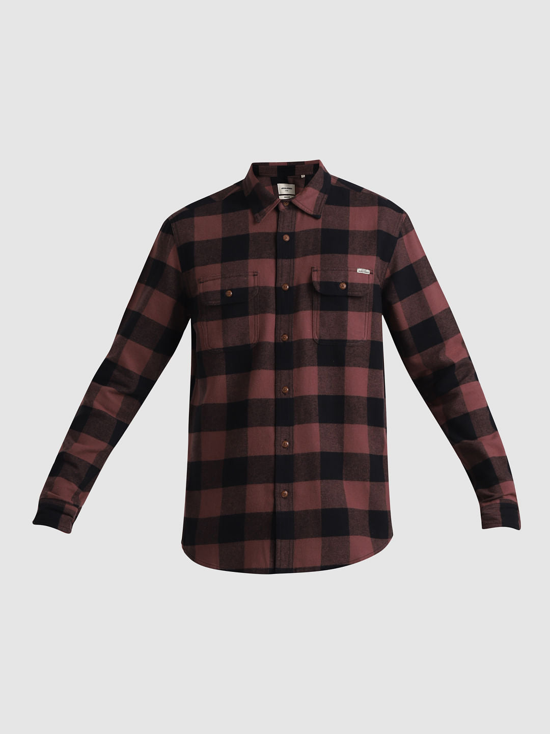 Warm Brown Check Print Shirt