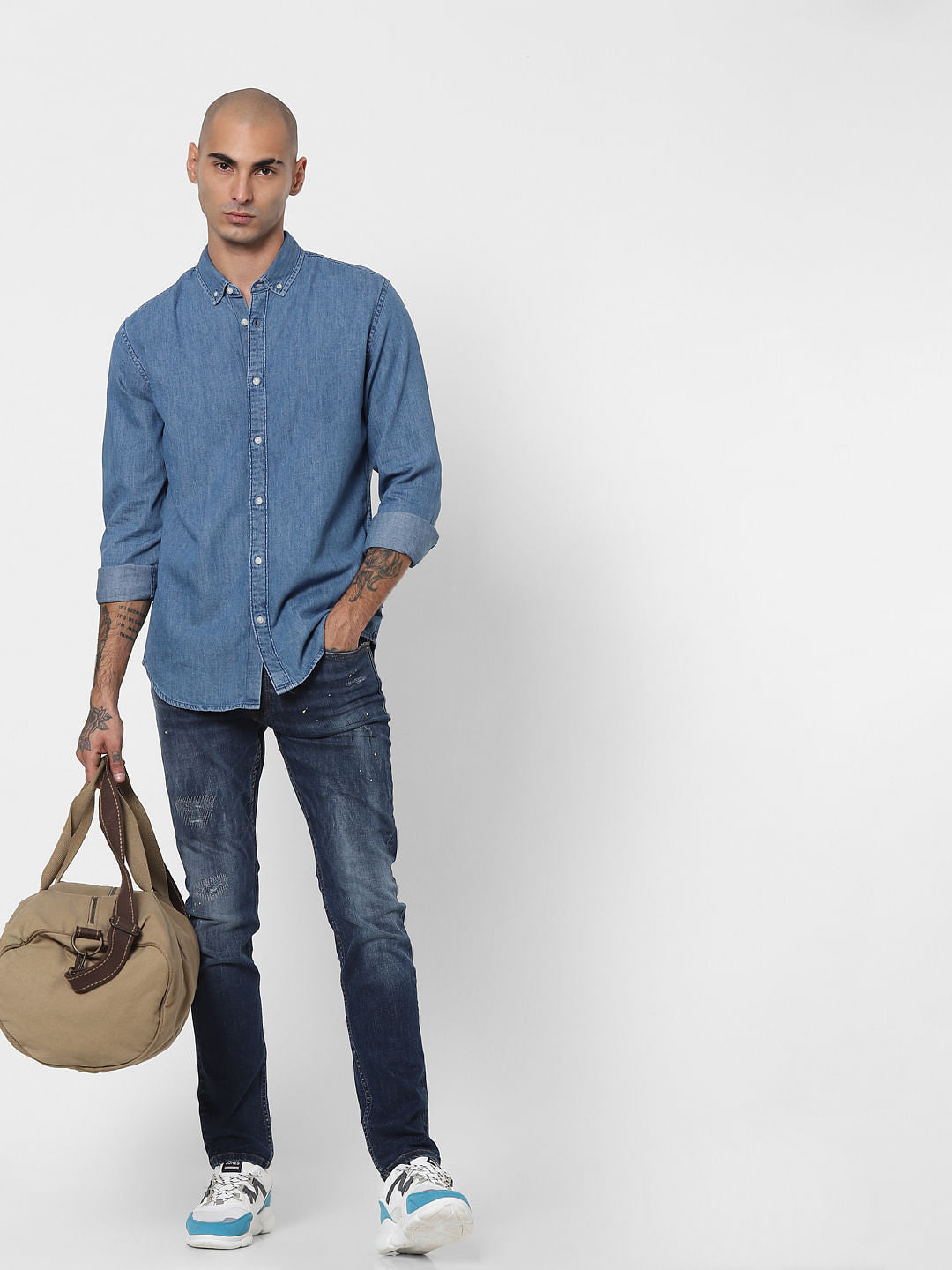 Blue Indigo Dyed Full Sleeves Denim Shirt