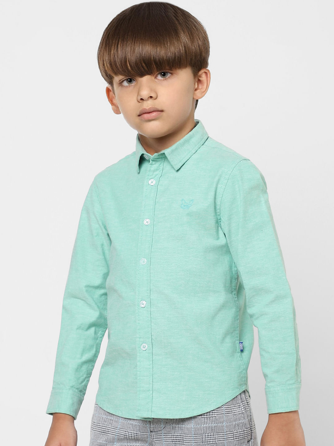 BOYS Green Full Sleeves Shirt