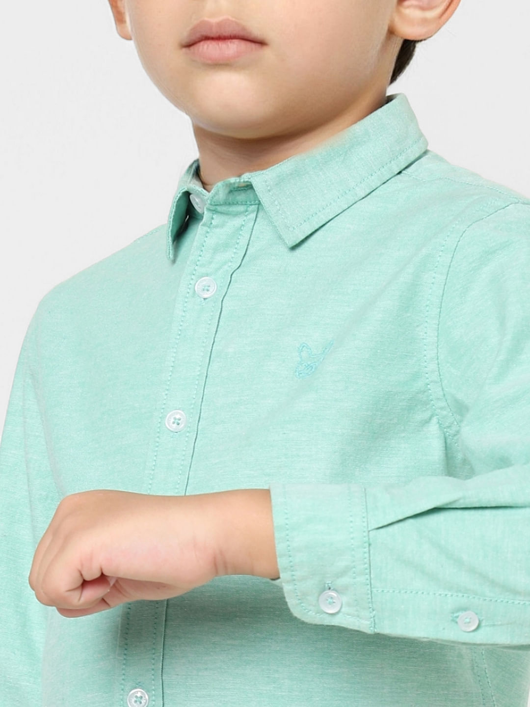 BOYS Green Full Sleeves Shirt