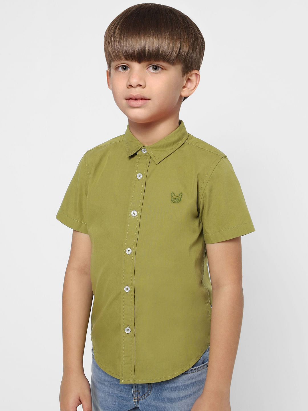 Boys Green Short Sleeves Shirt
