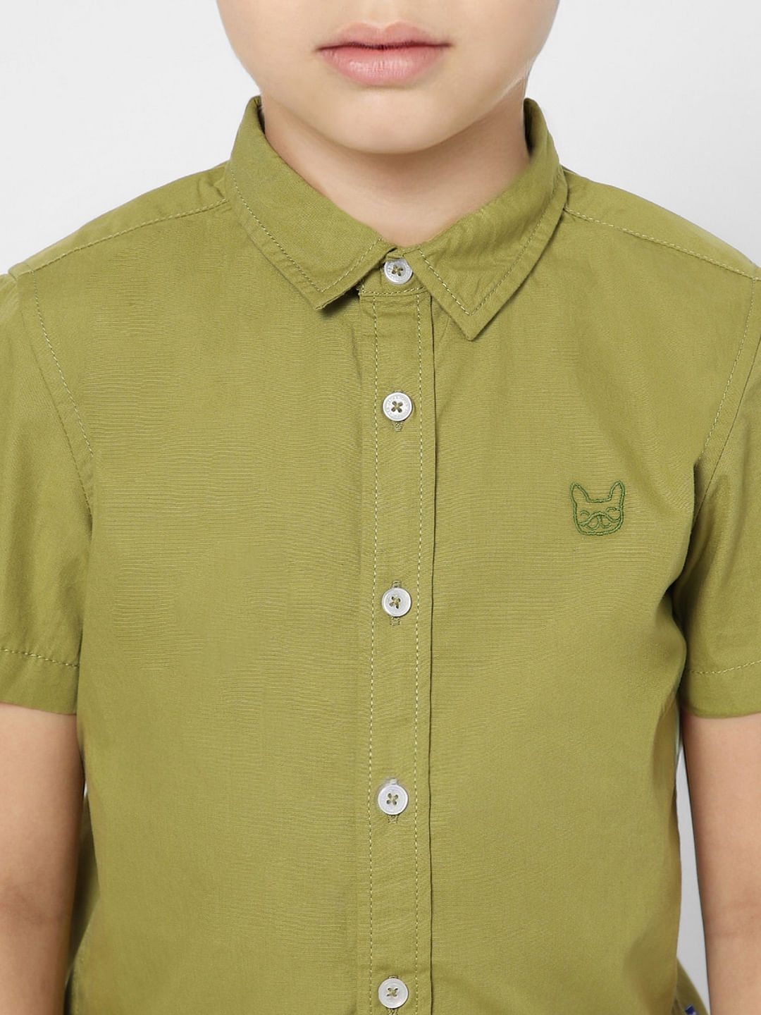 Boys Green Short Sleeves Shirt