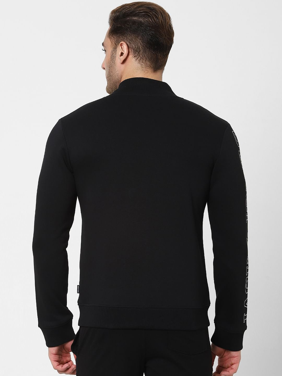 Black Logo Print Zip Up Sweatshirt