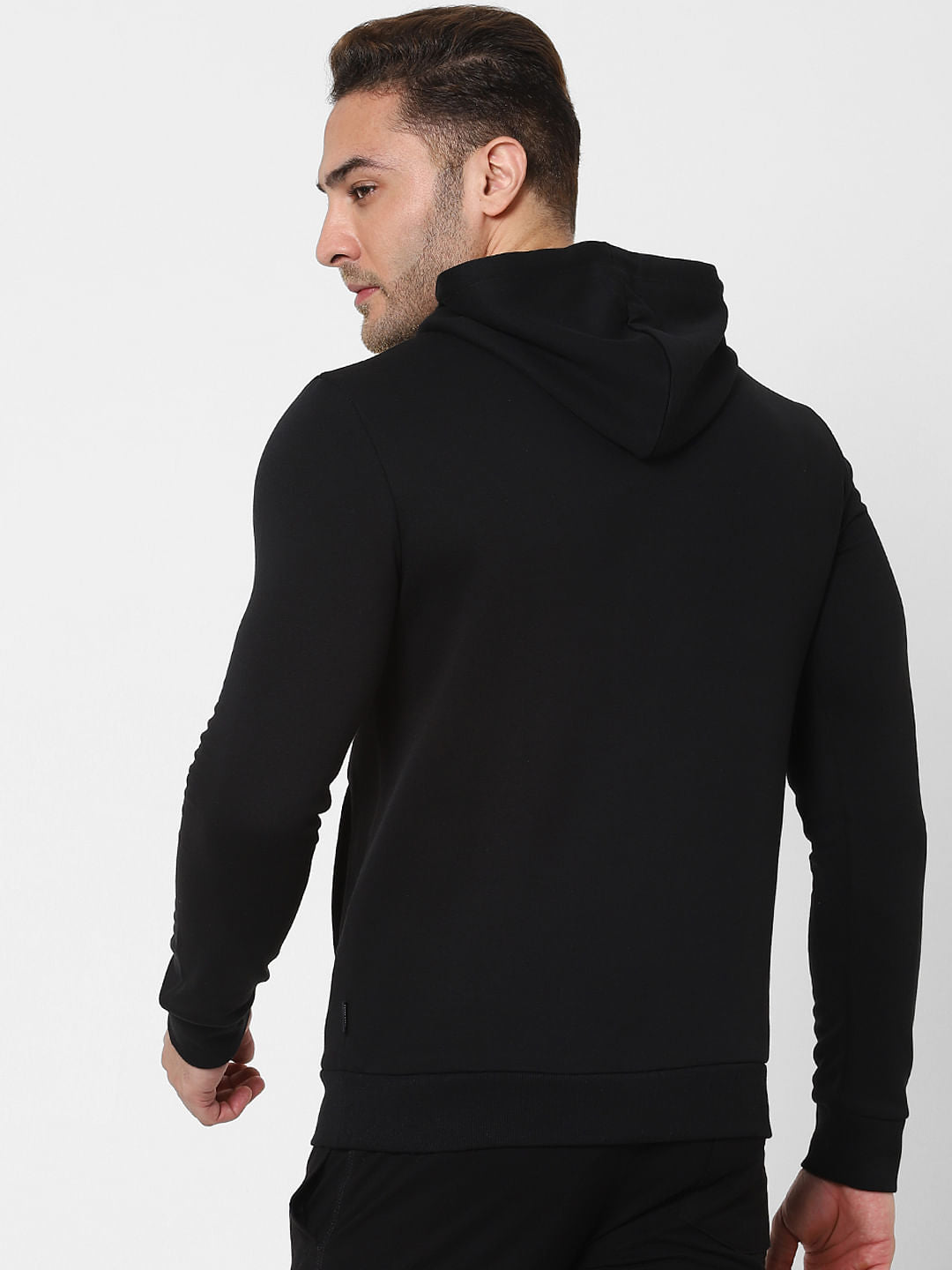Black Logo Print Hooded Sweatshirt