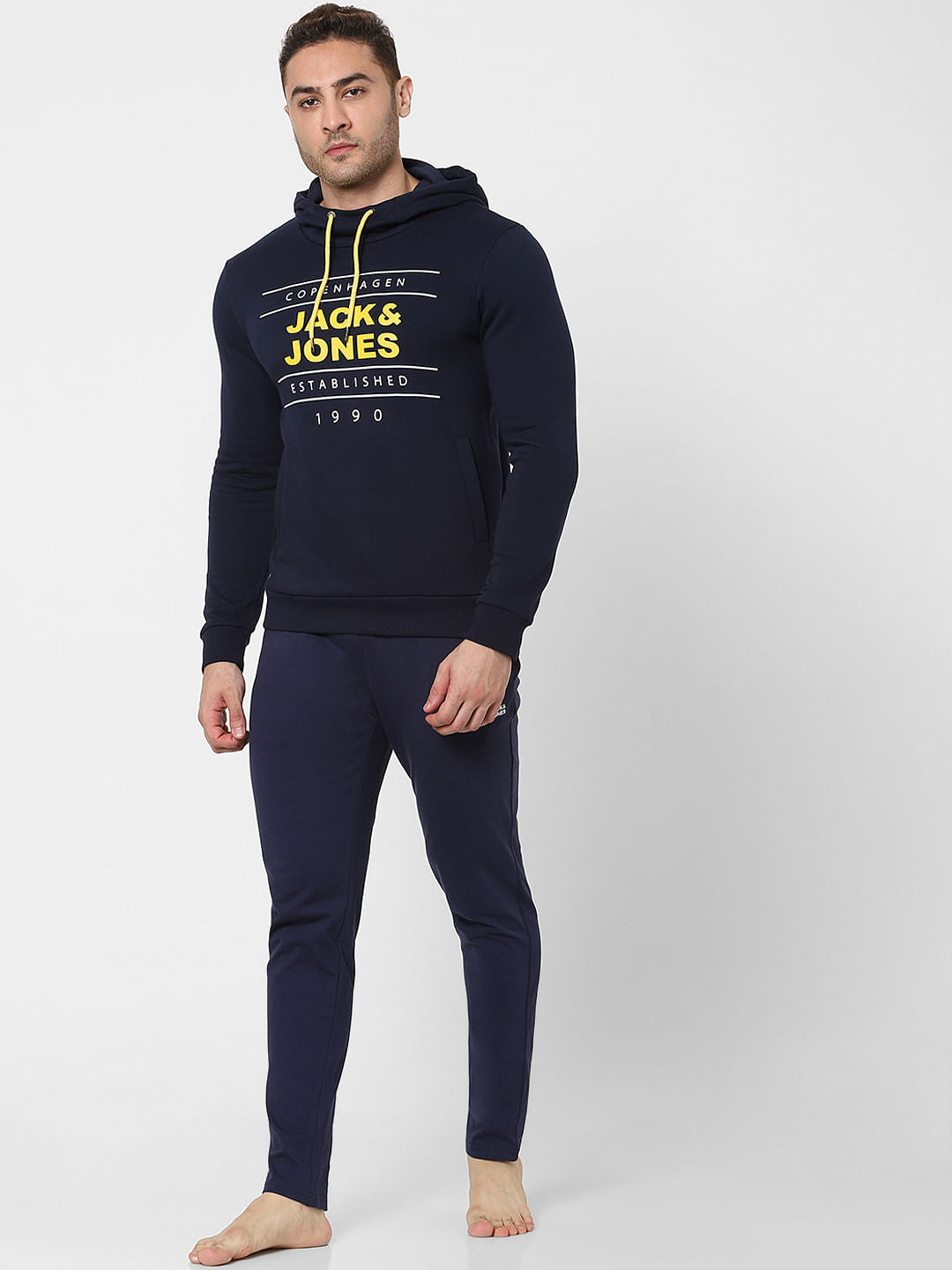 Blue Logo Print Hooded Sweatshirt