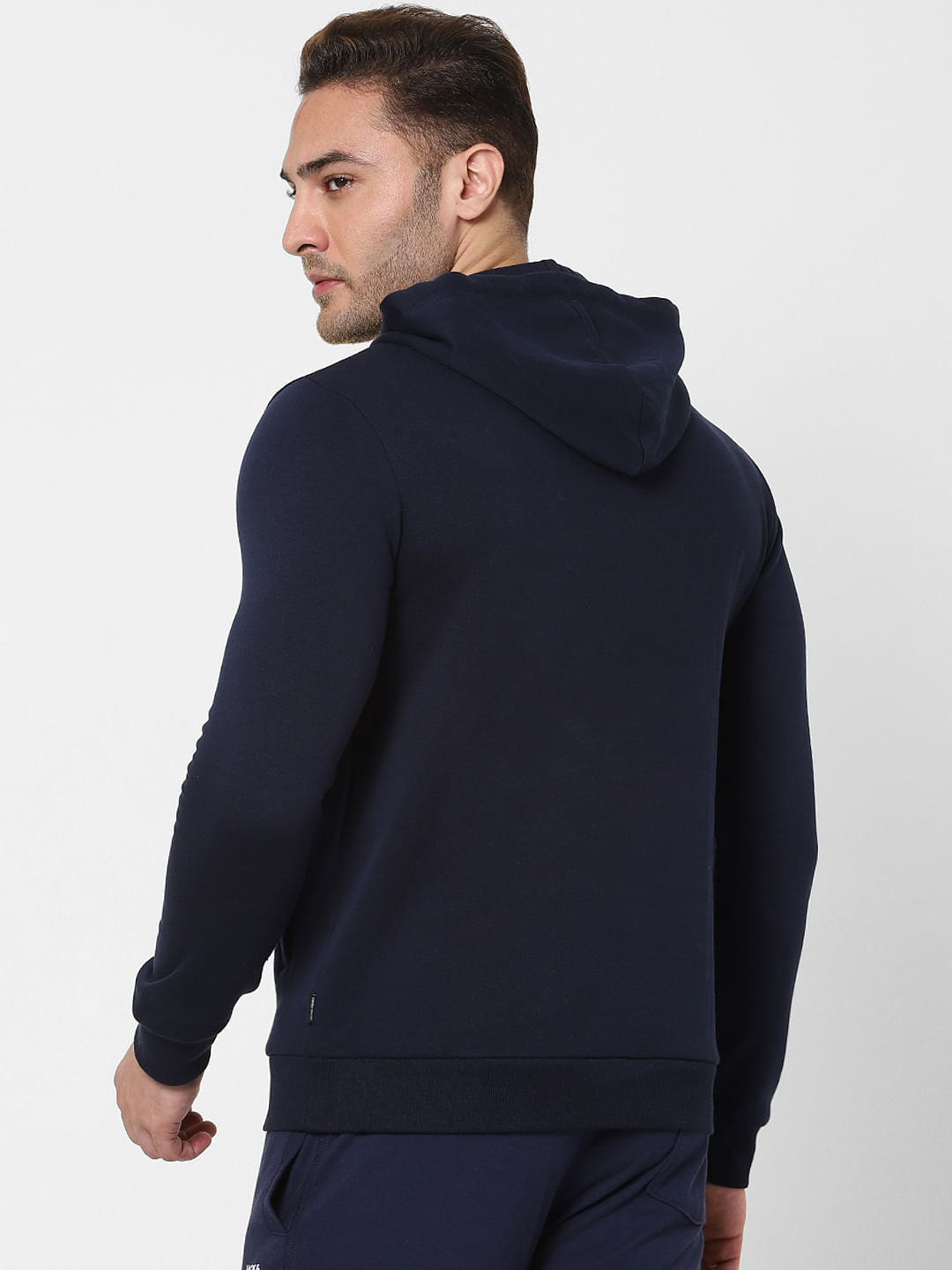 Blue Logo Print Hooded Sweatshirt