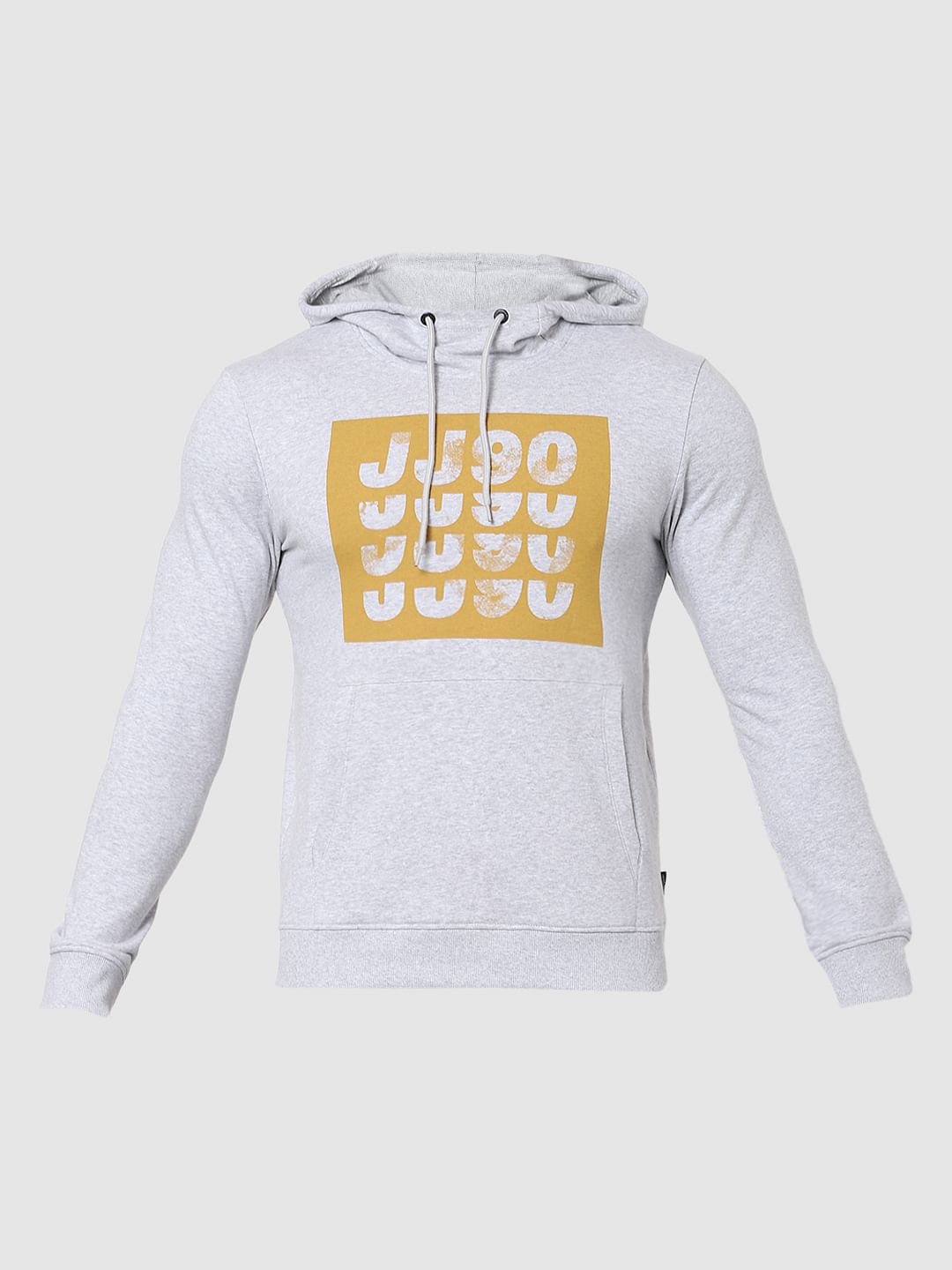 Grey Graphic Print Hooded Sweatshirt