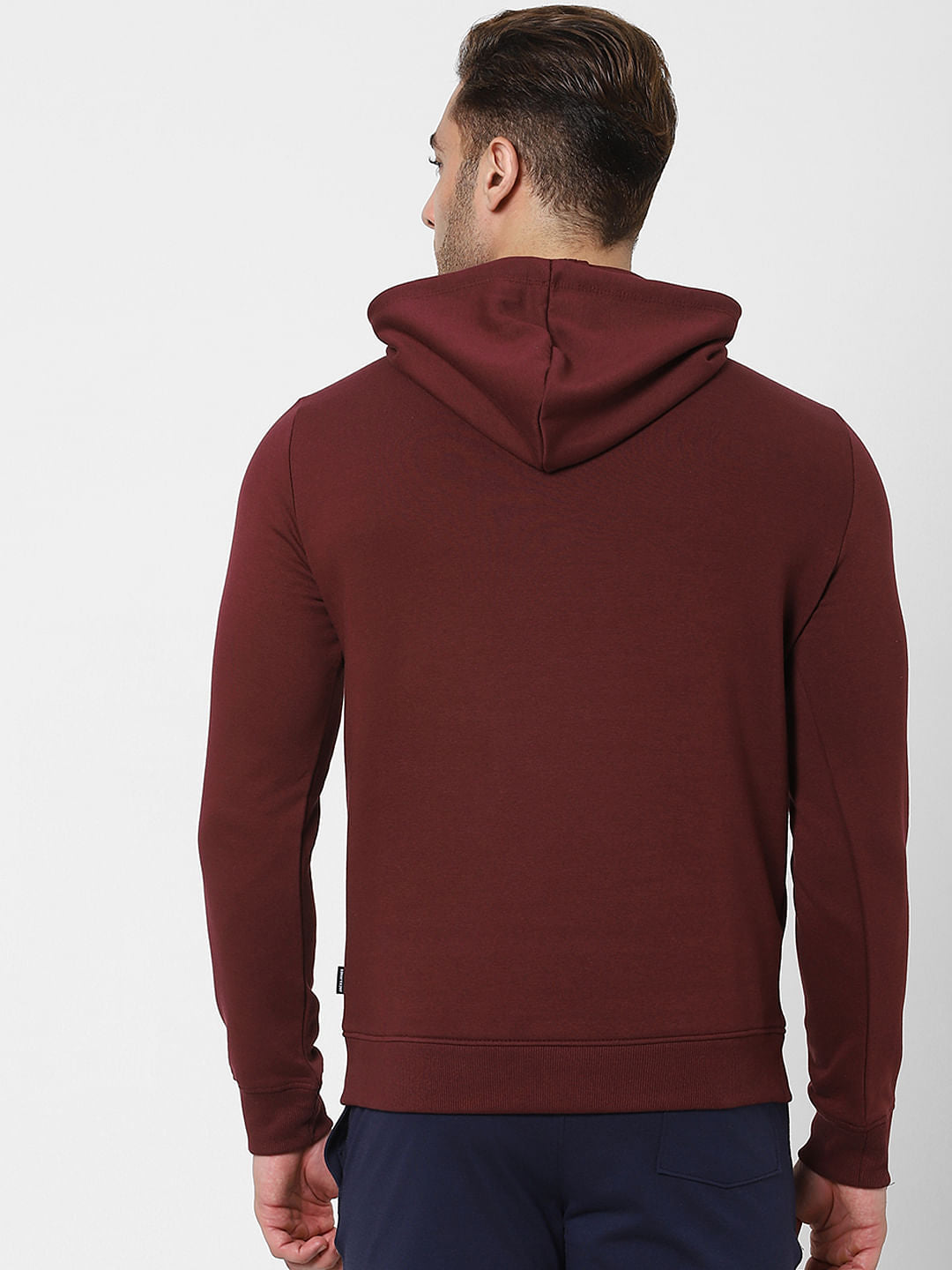Burgundy Logo Print Hooded Sweatshirt