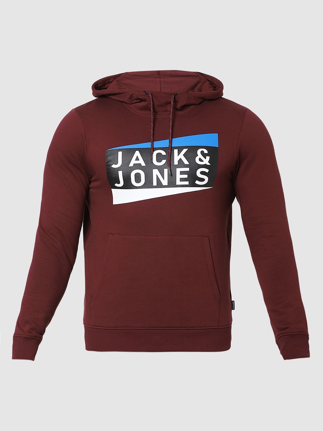 Burgundy Logo Print Hooded Sweatshirt