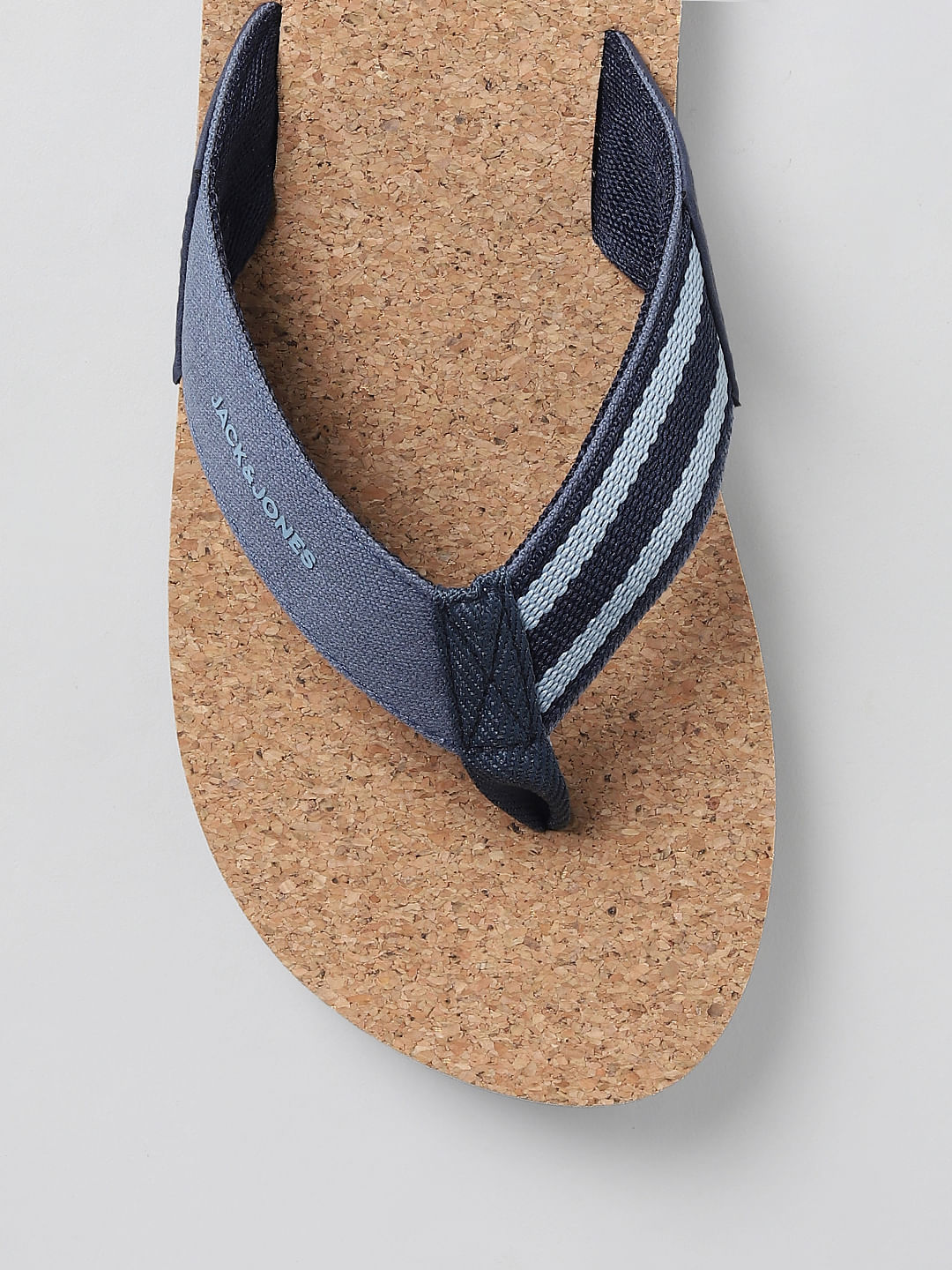 Beige and Blue Flip Flops