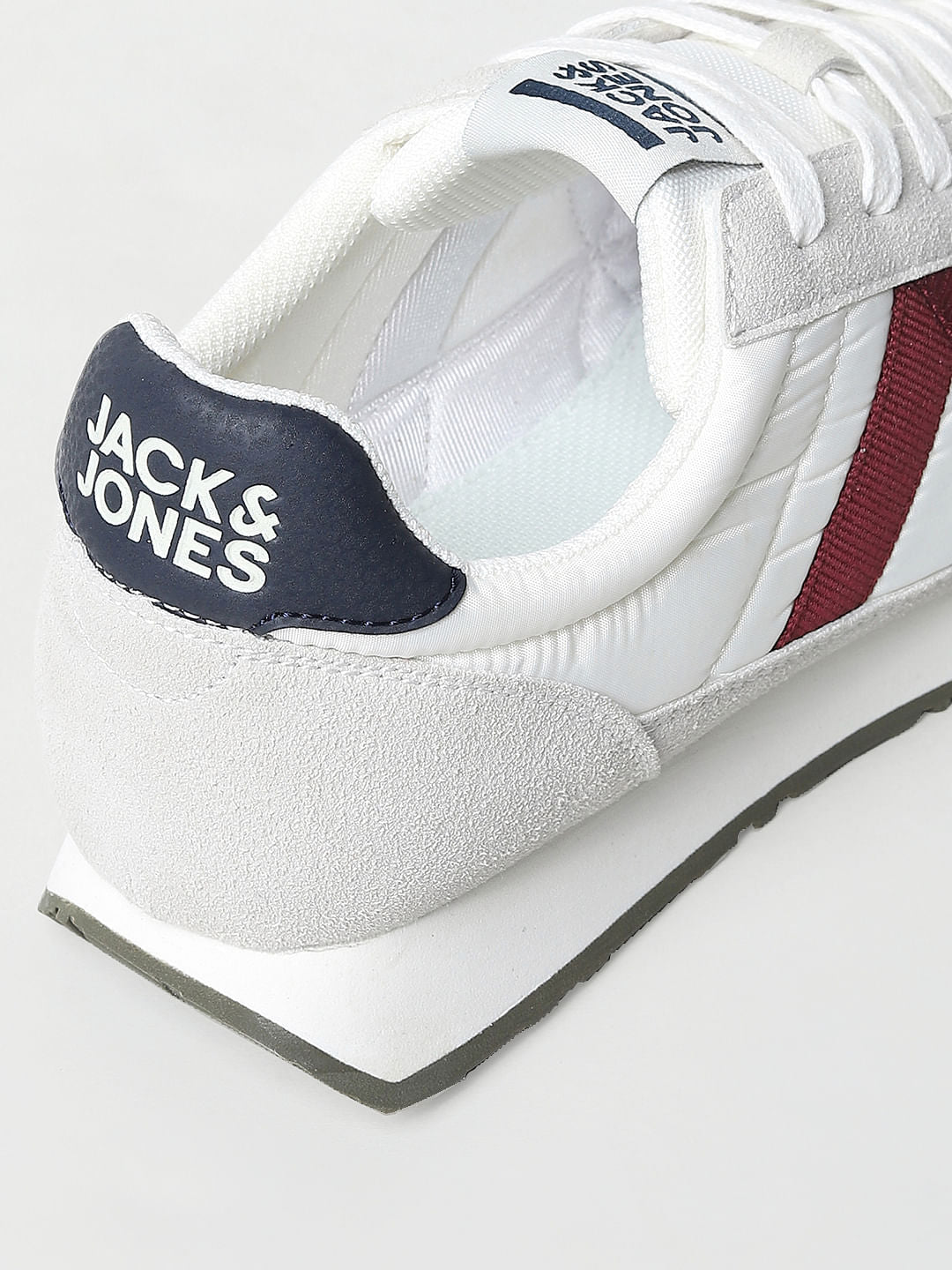 White & Red Lace Up Sneakers