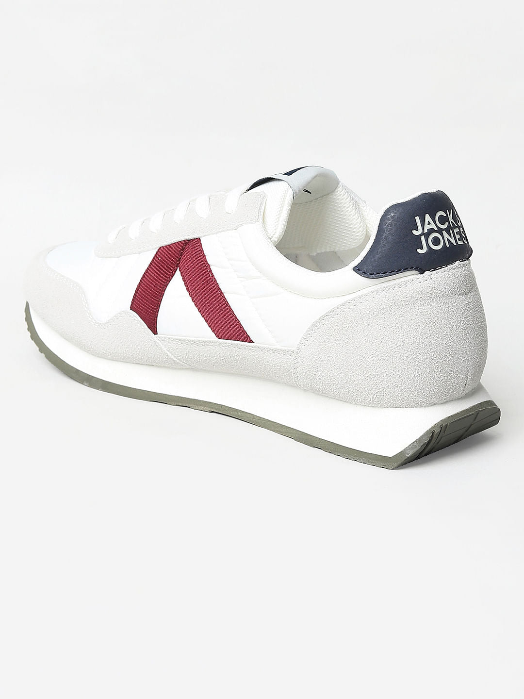 White & Red Lace Up Sneakers