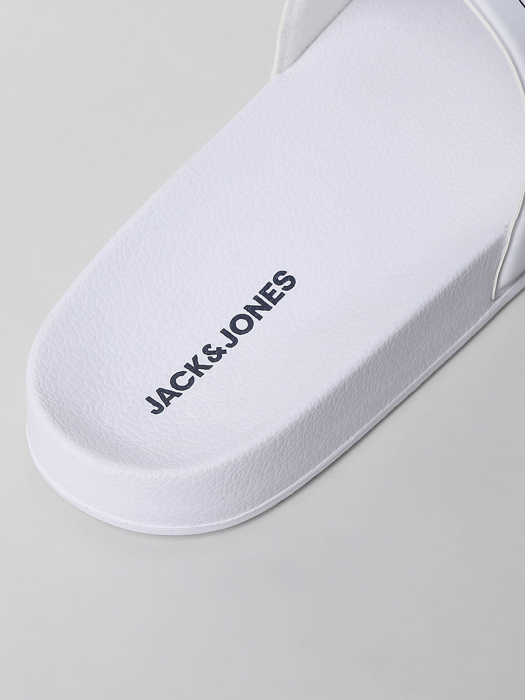 White Logo Print Sliders