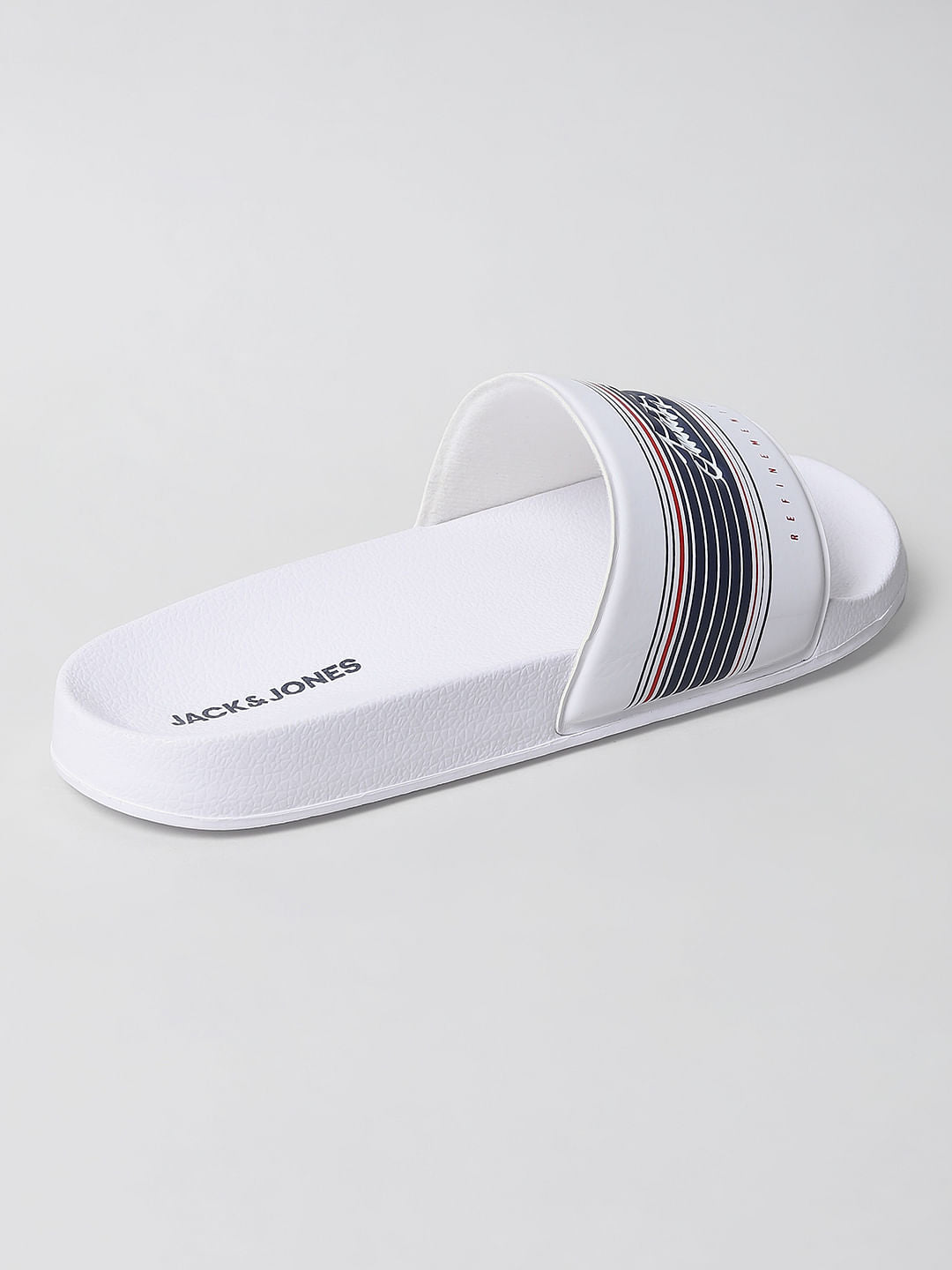 White Logo Print Sliders