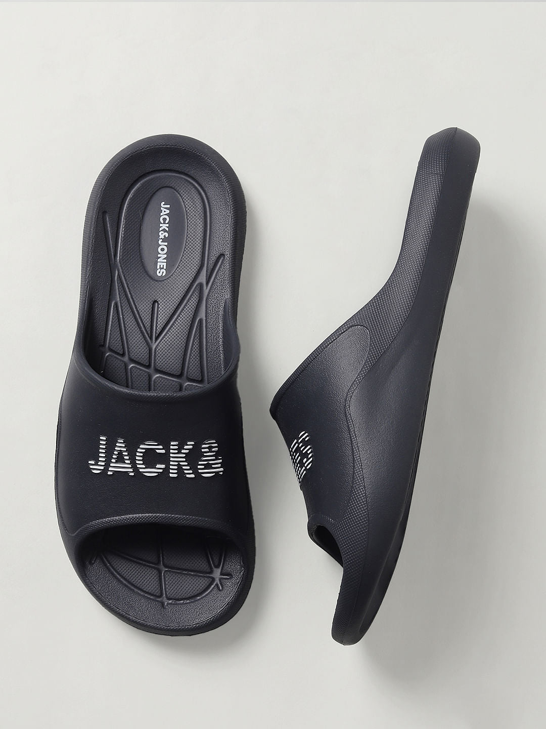 Black Logo Print Sliders