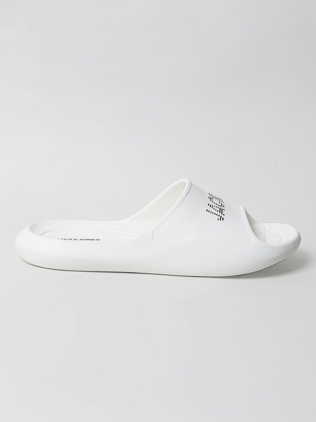 White Logo Print Sliders