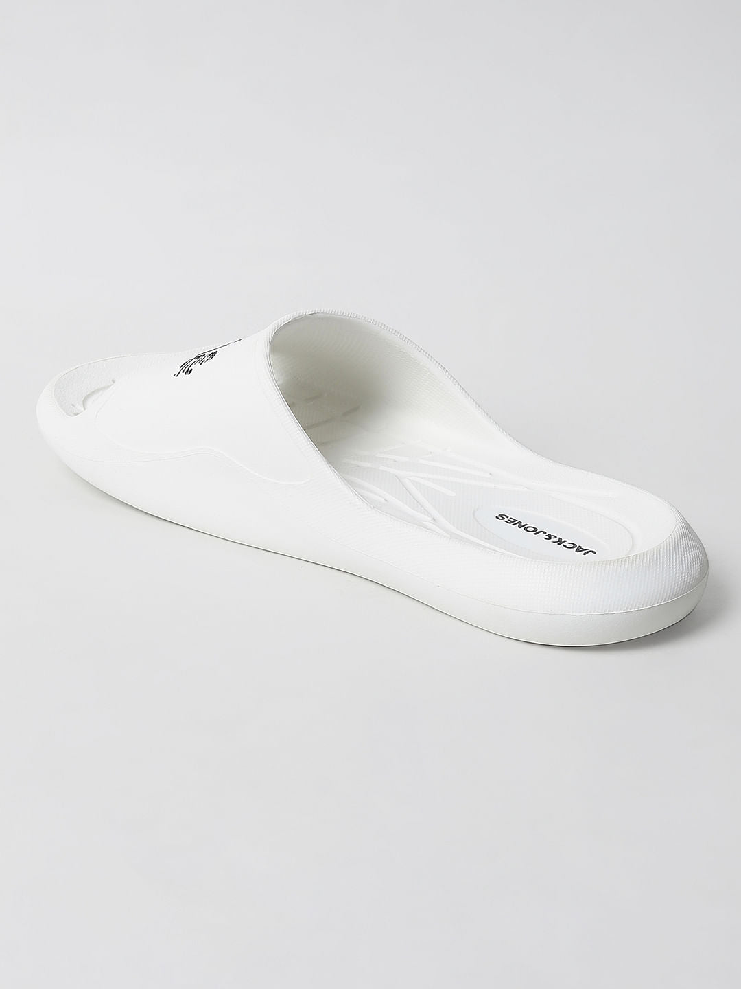 White Logo Print Sliders