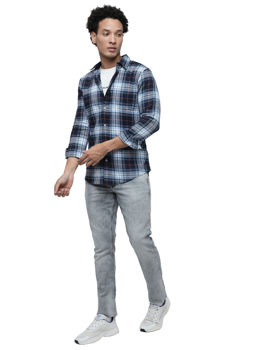 PRODUKT by JACK&JONES Blue Check Print Full Sleeves Shirt