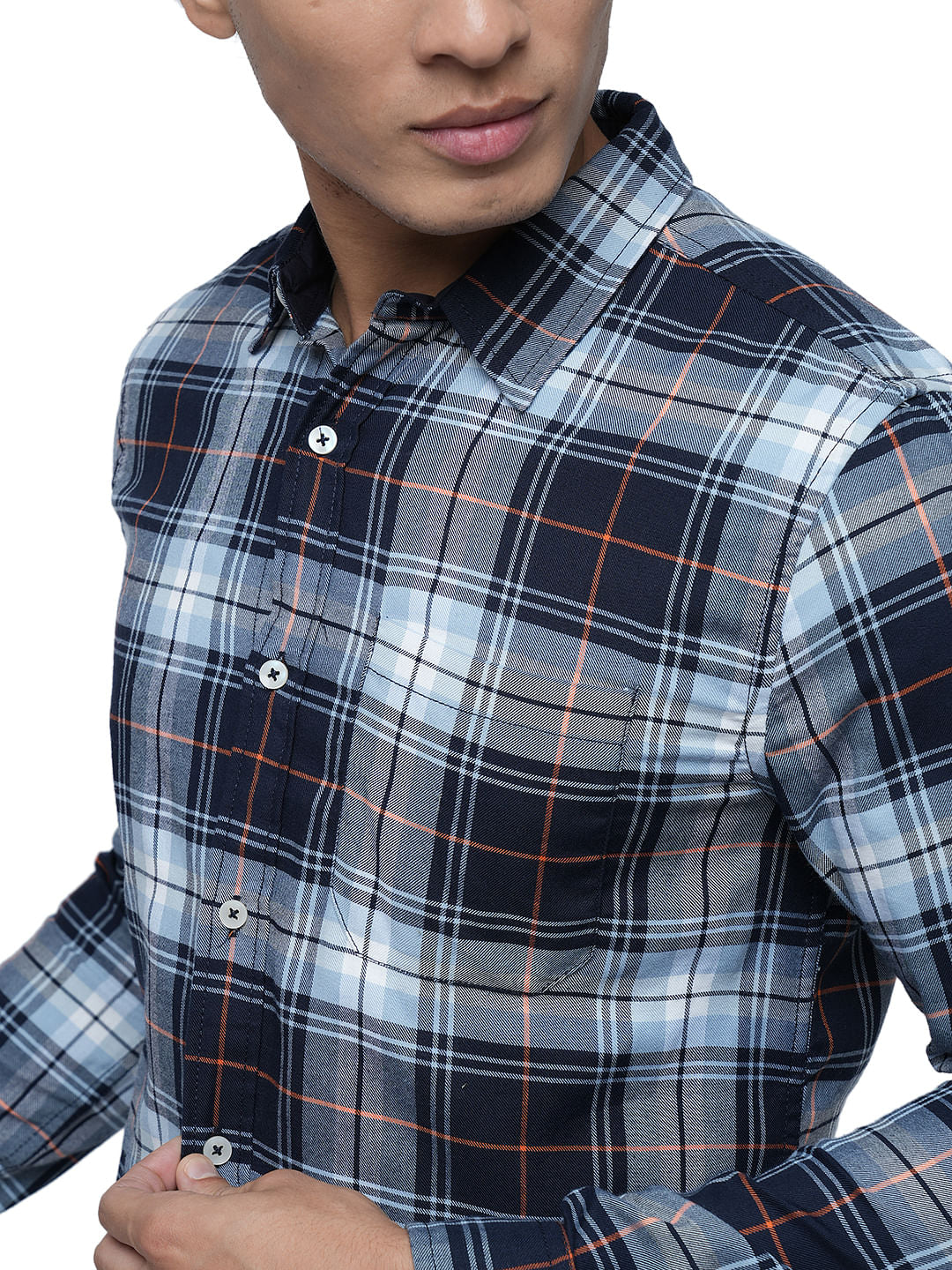 PRODUKT by JACK&JONES Blue Check Print Full Sleeves Shirt
