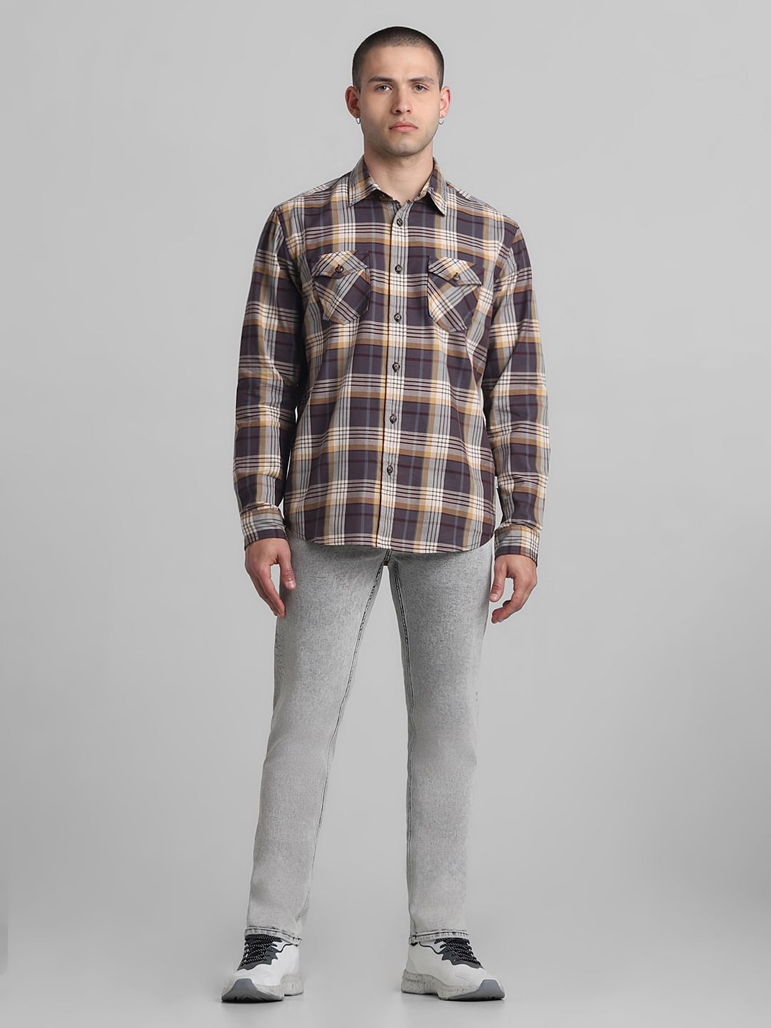 Brown Check Full Sleeves Shirt