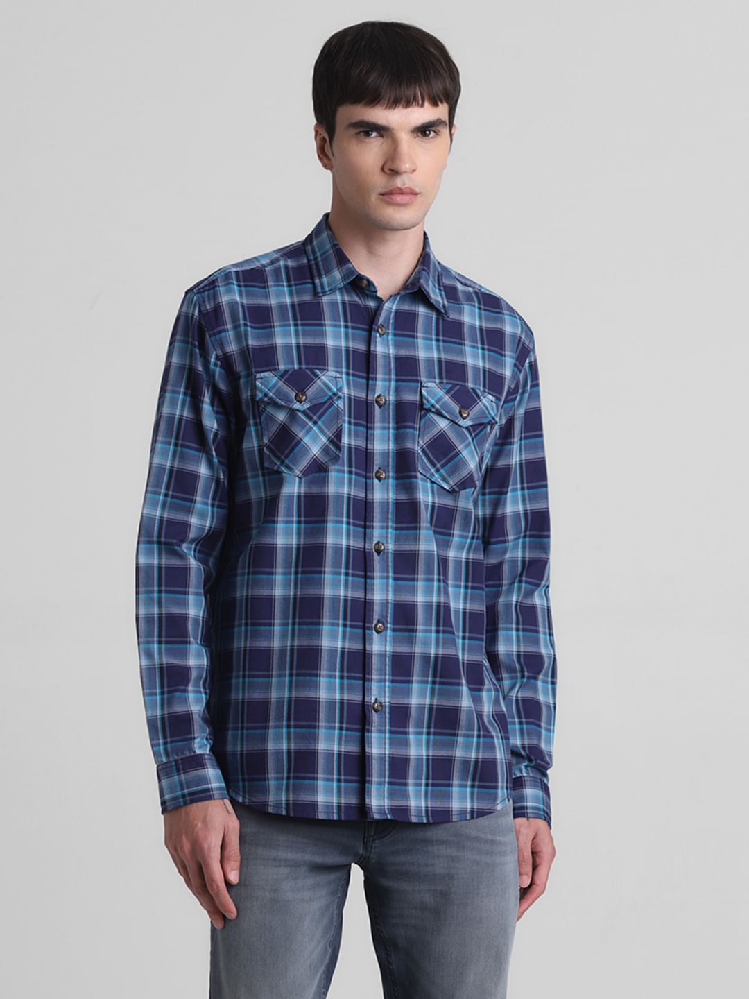 Blue Check Full Sleeves Shirt