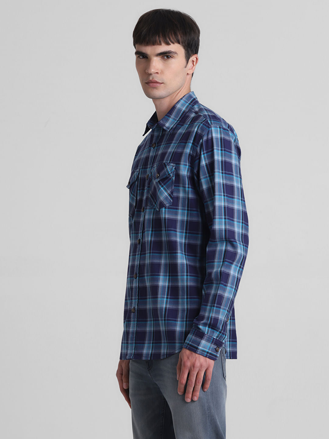 Blue Check Full Sleeves Shirt