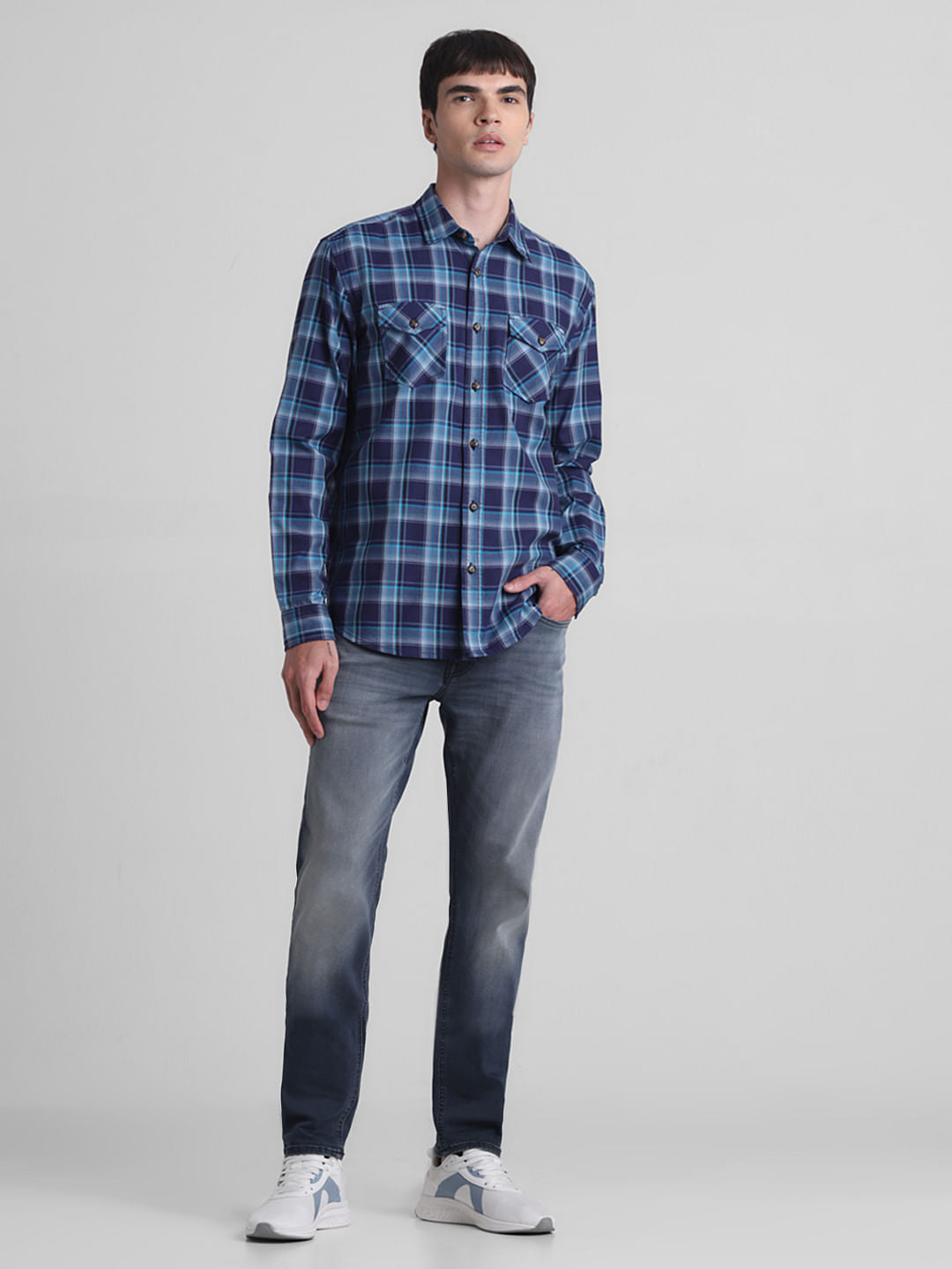 Blue Check Full Sleeves Shirt