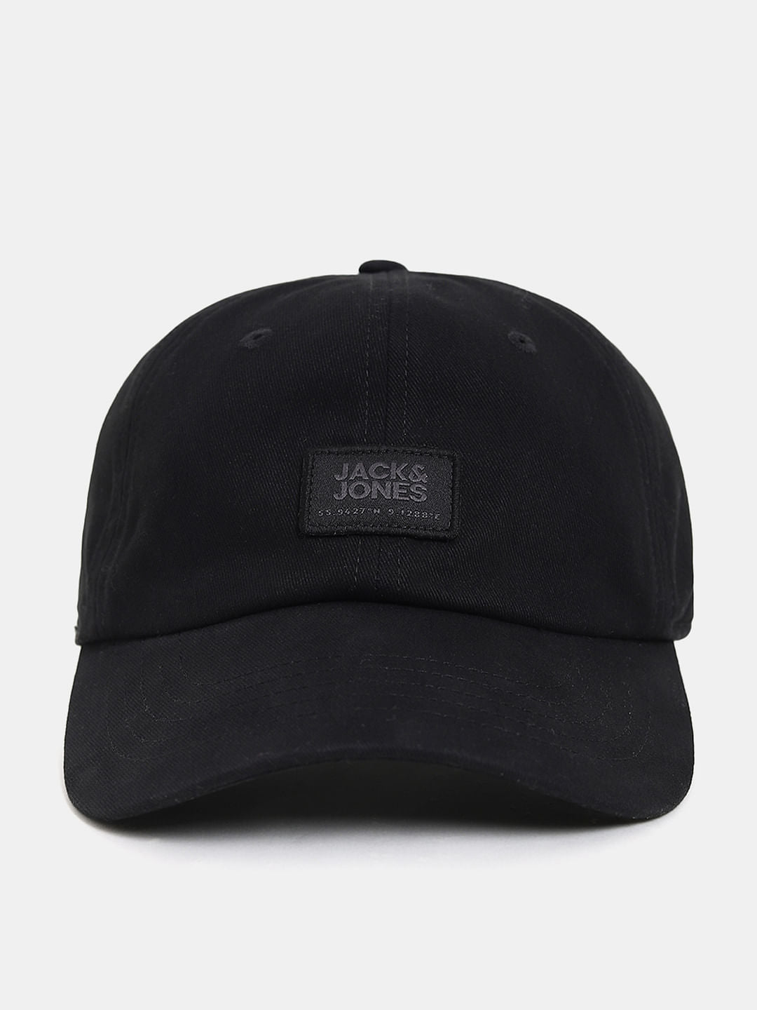 Black Logo Print Baseball Cap