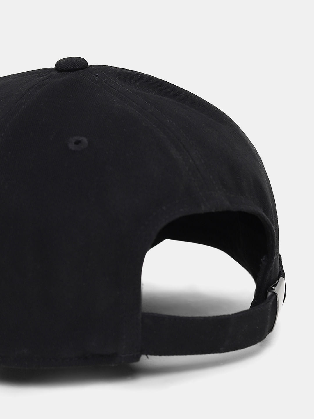 Black Logo Print Baseball Cap