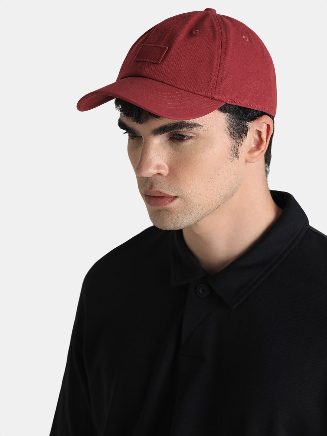 Red Logo Print Baseball Cap