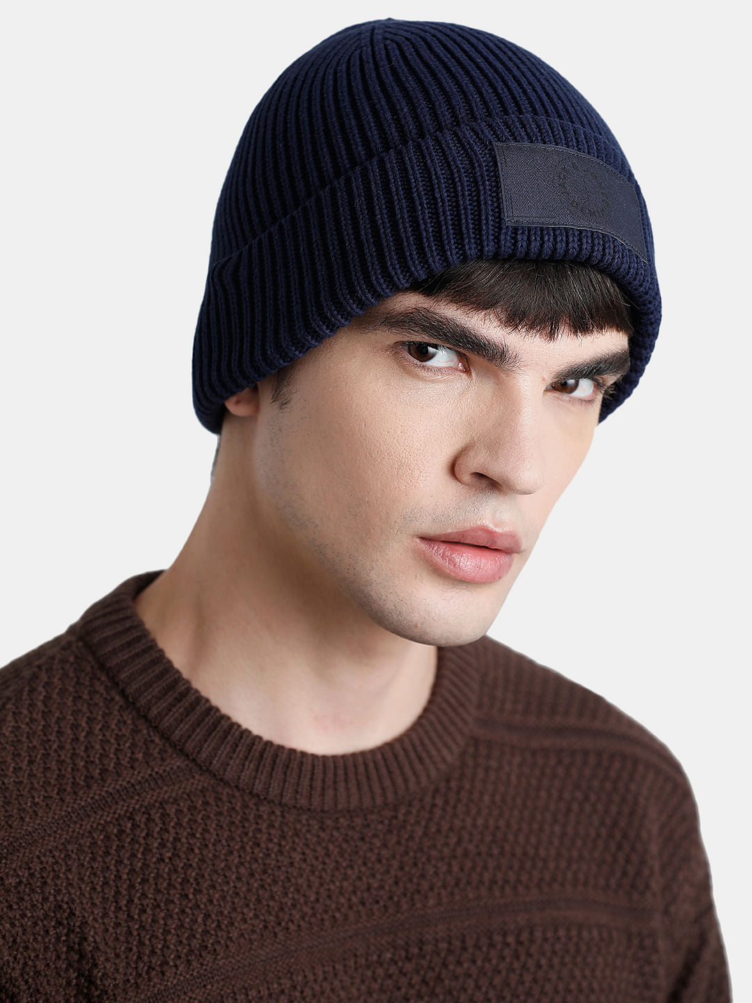 Blue Cotton Logo Patch Beanie