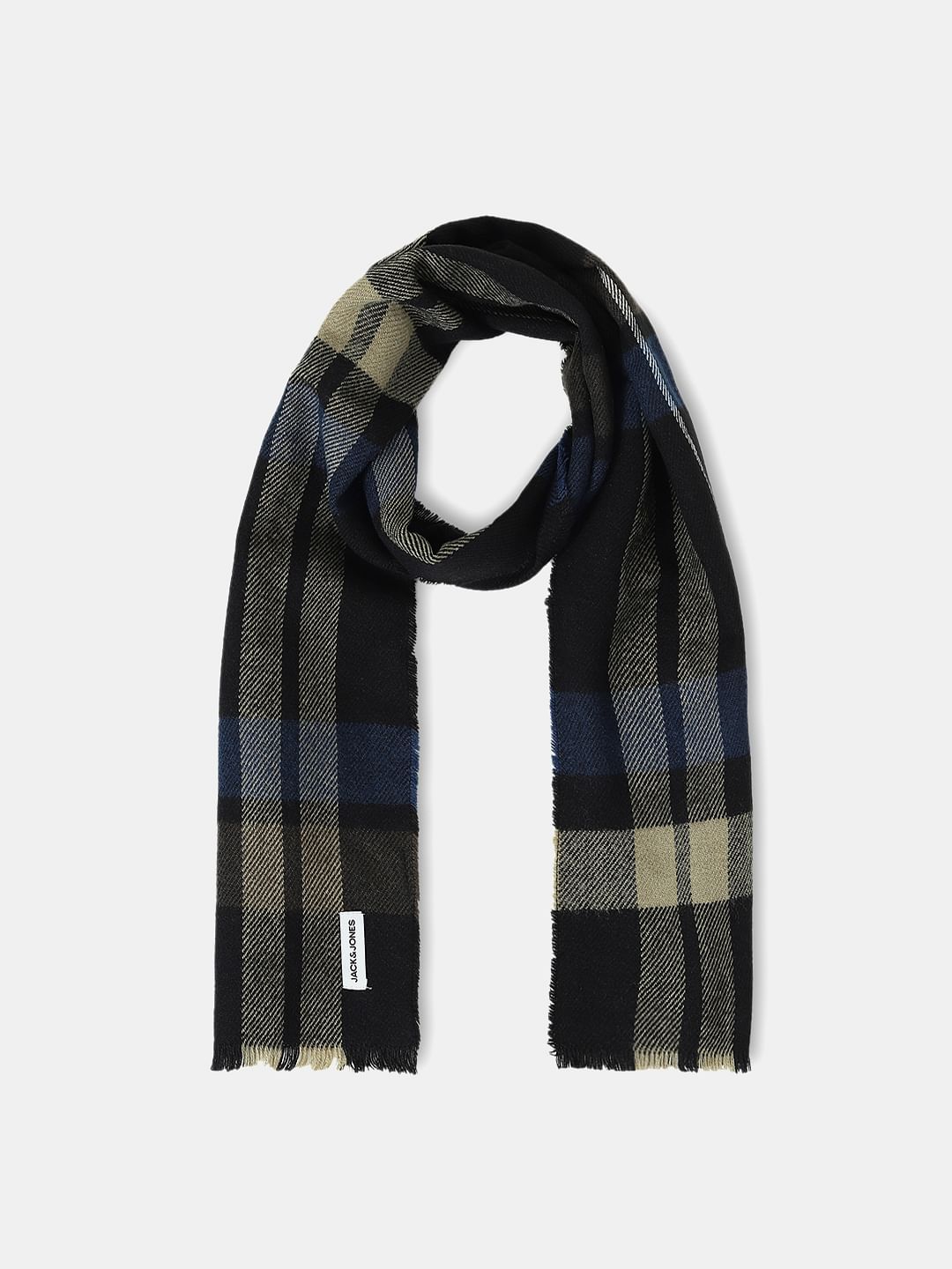 Black Check Woven Scarf