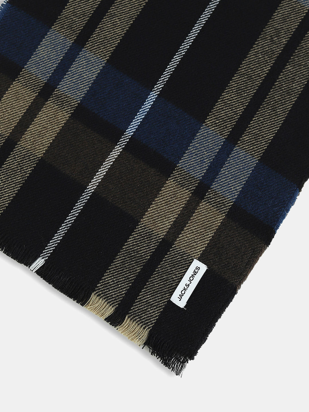 Black Check Woven Scarf