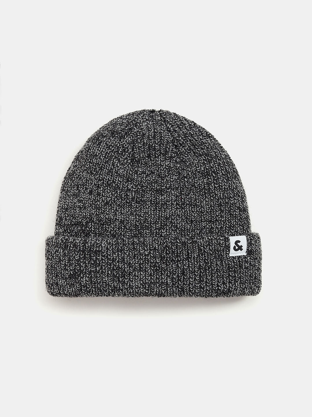 Black Twisted Knit Short Beanie