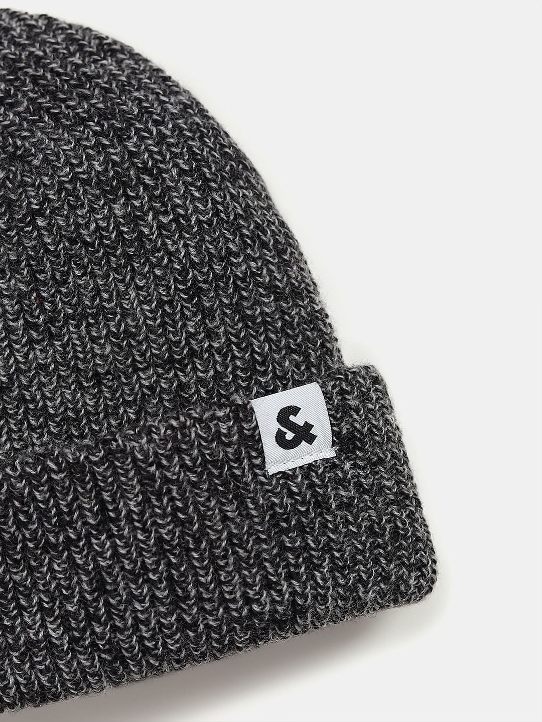 Black Twisted Knit Short Beanie