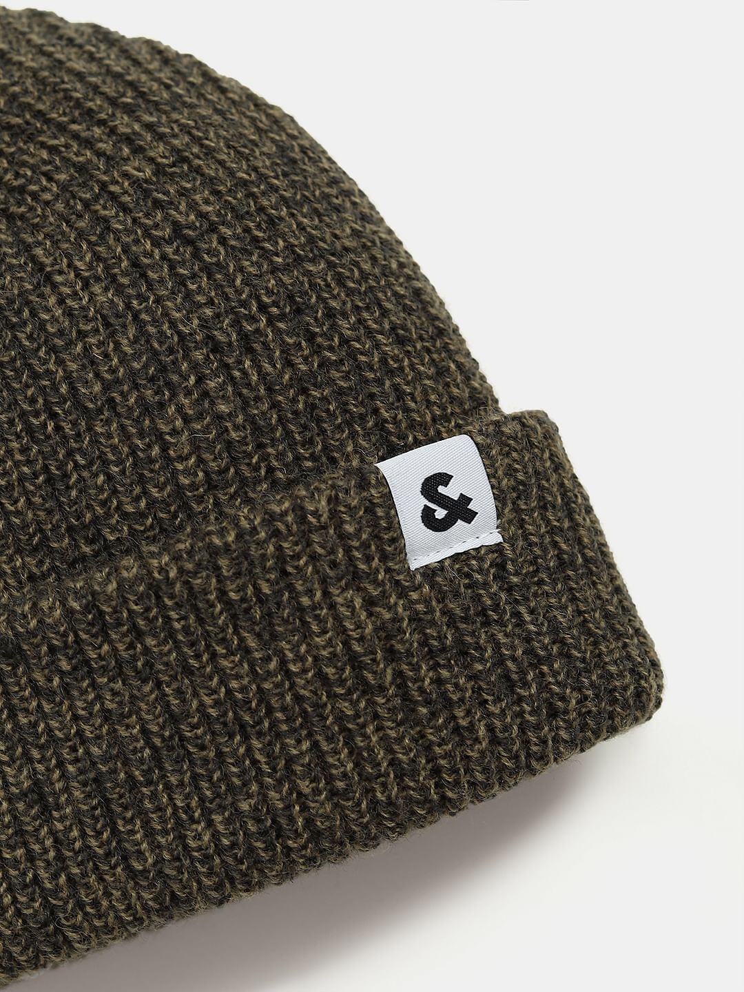 Green Twisted Knit Short Beanie