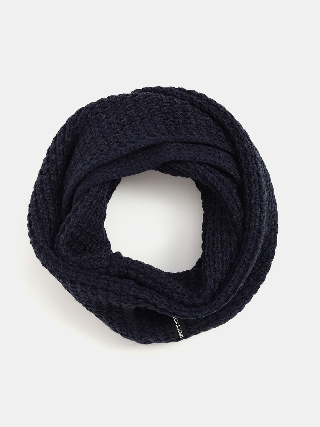 Navy Blue Knit Tube Scarf