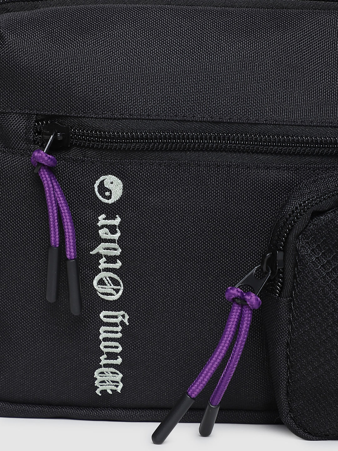 Black Text Print Fanny Pack