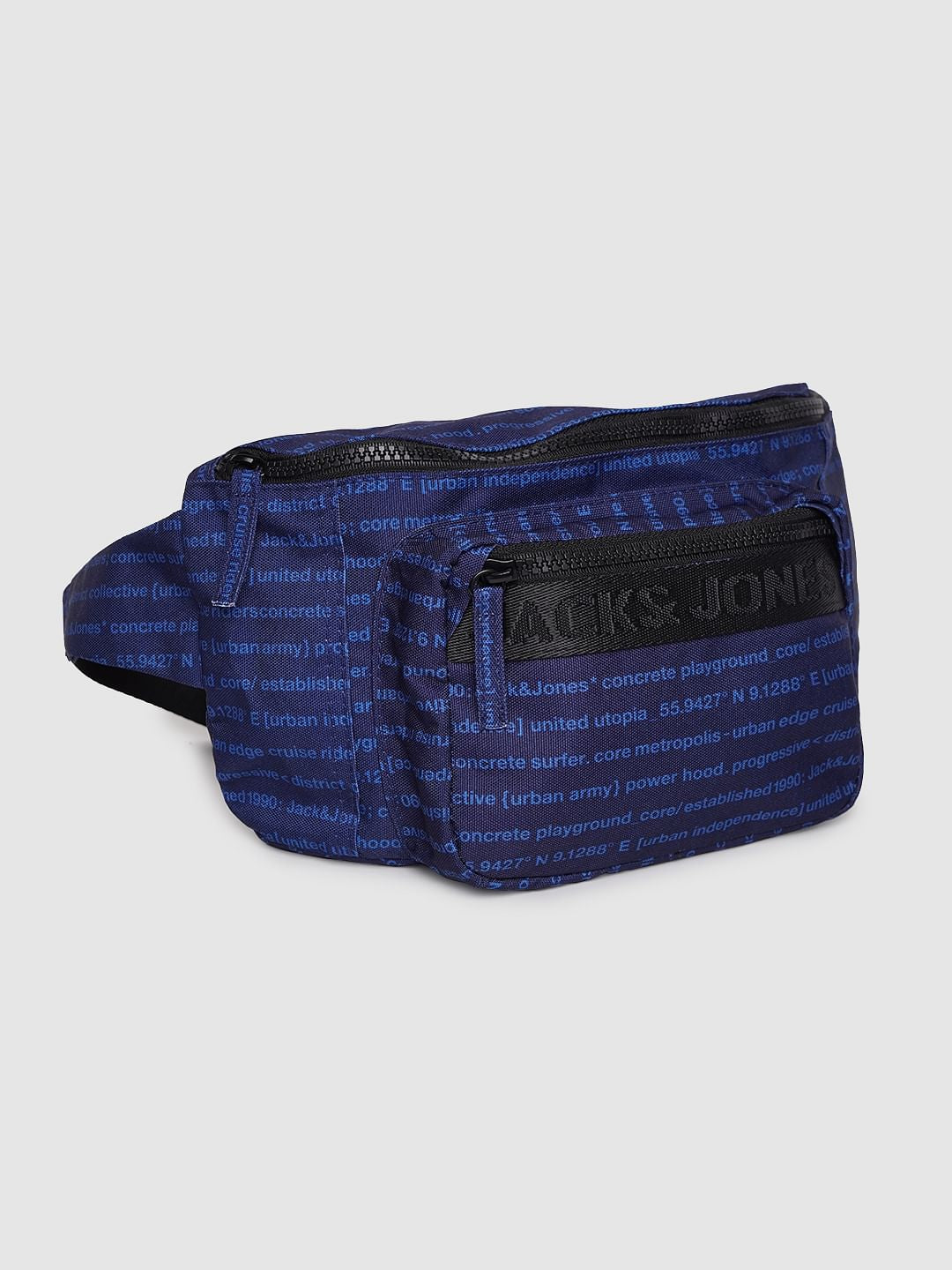 Blue Text Print Fanny Pack