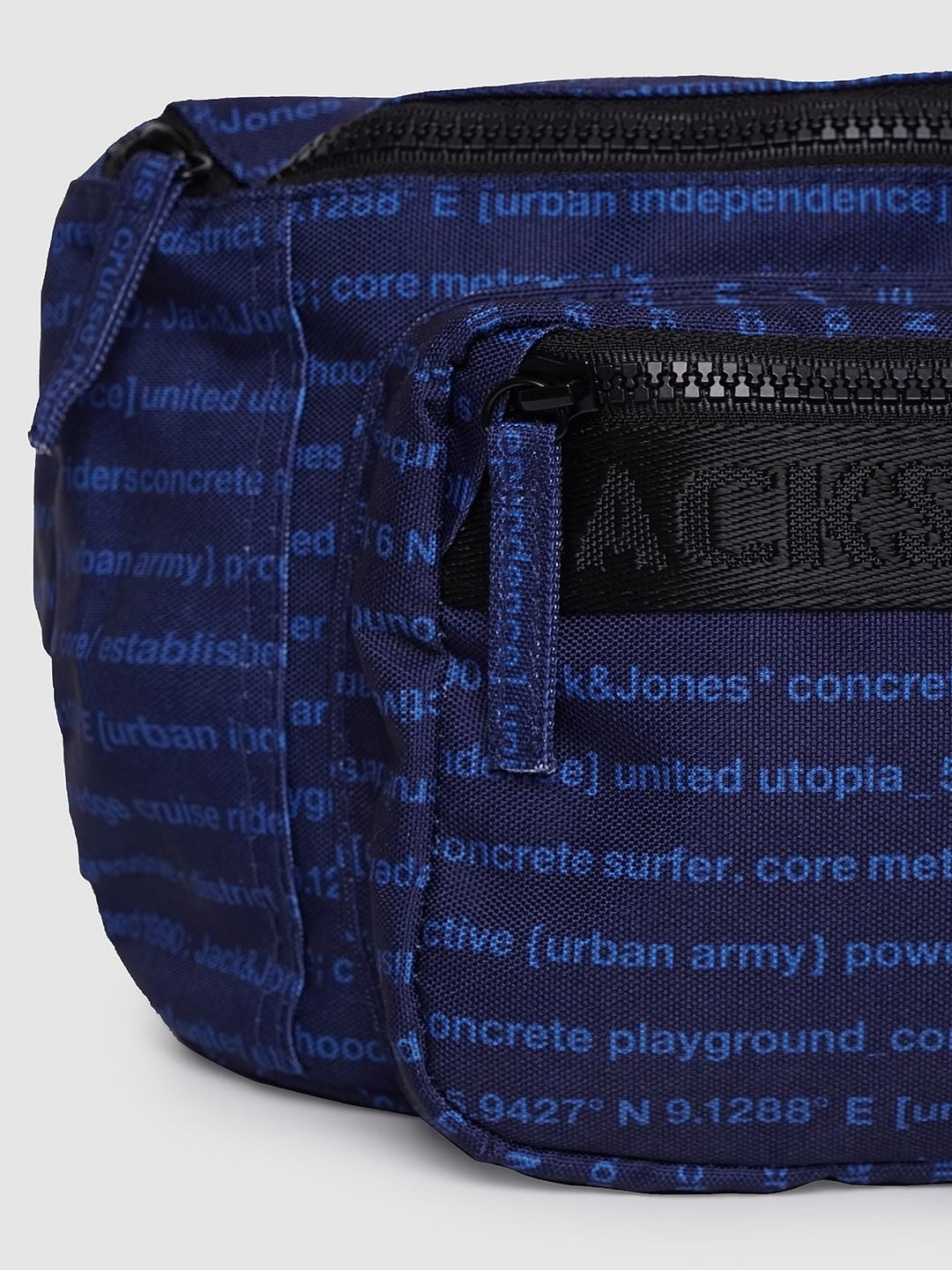Blue Text Print Fanny Pack