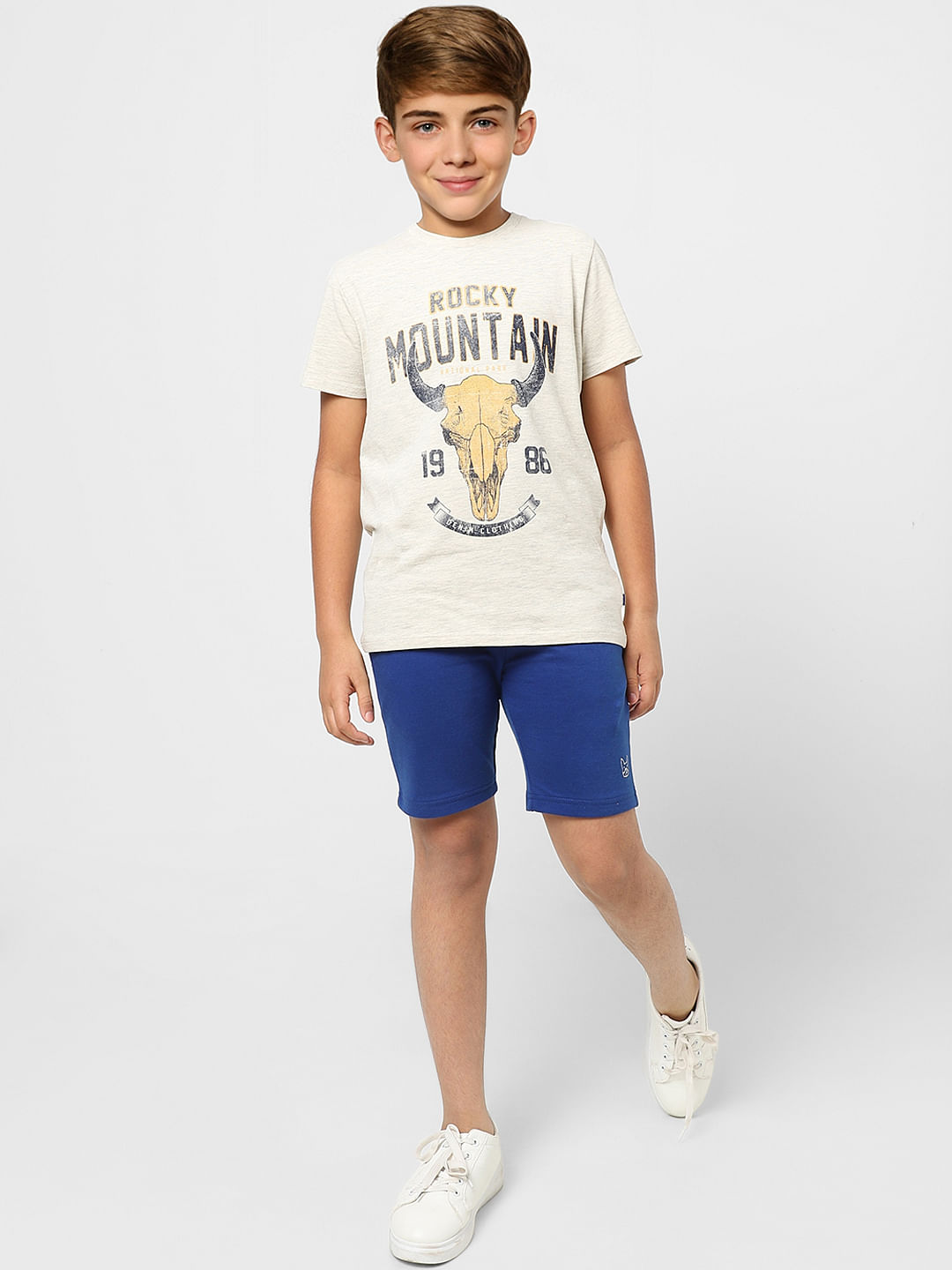 Boys Grey Graphic Print Crew Neck T-shirt