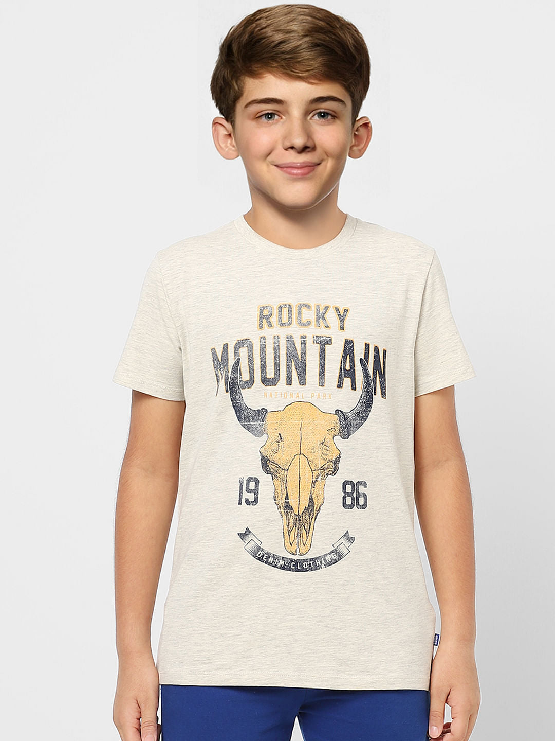 Boys Grey Graphic Print Crew Neck T-shirt