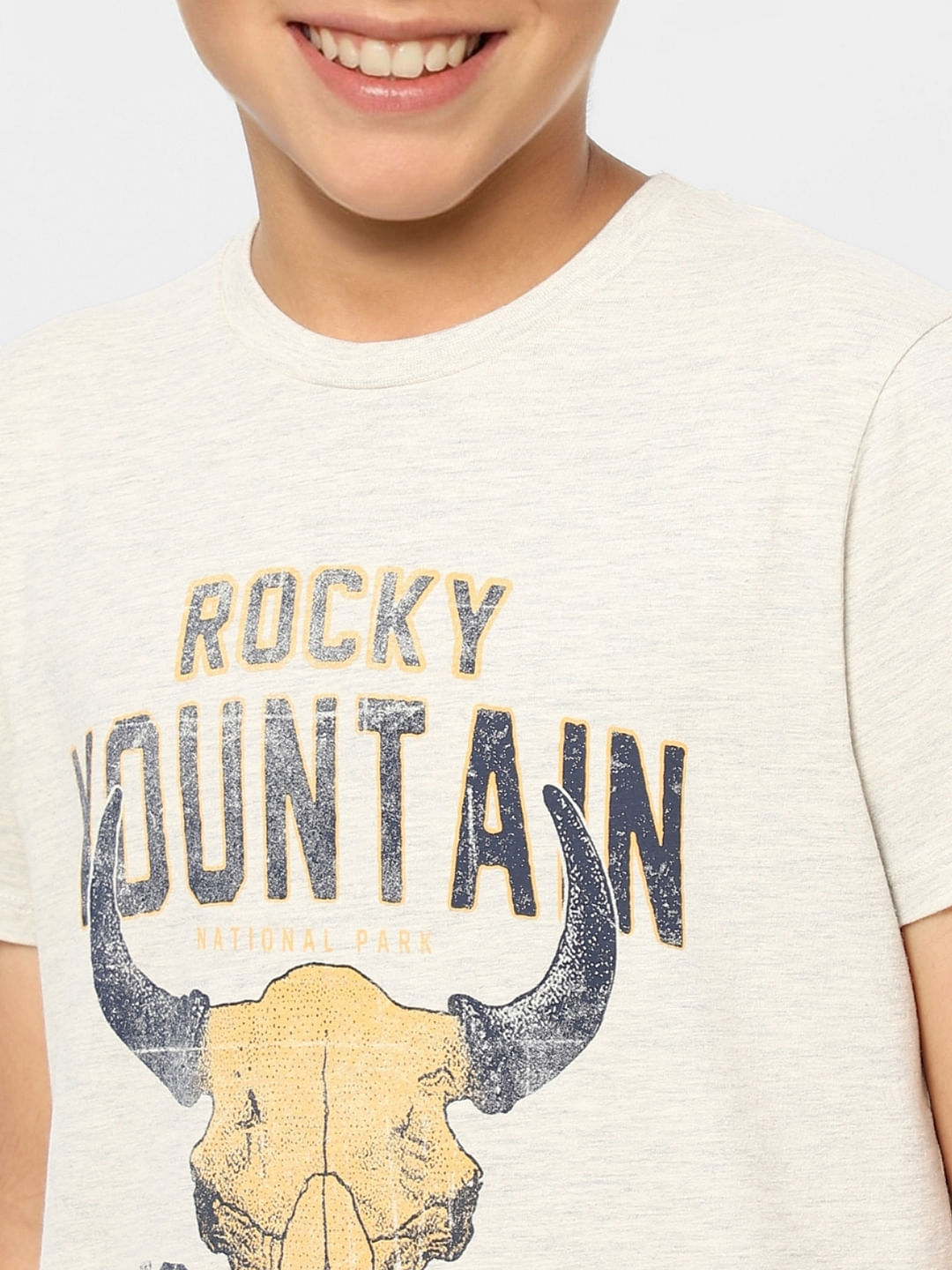 Boys Grey Graphic Print Crew Neck T-shirt