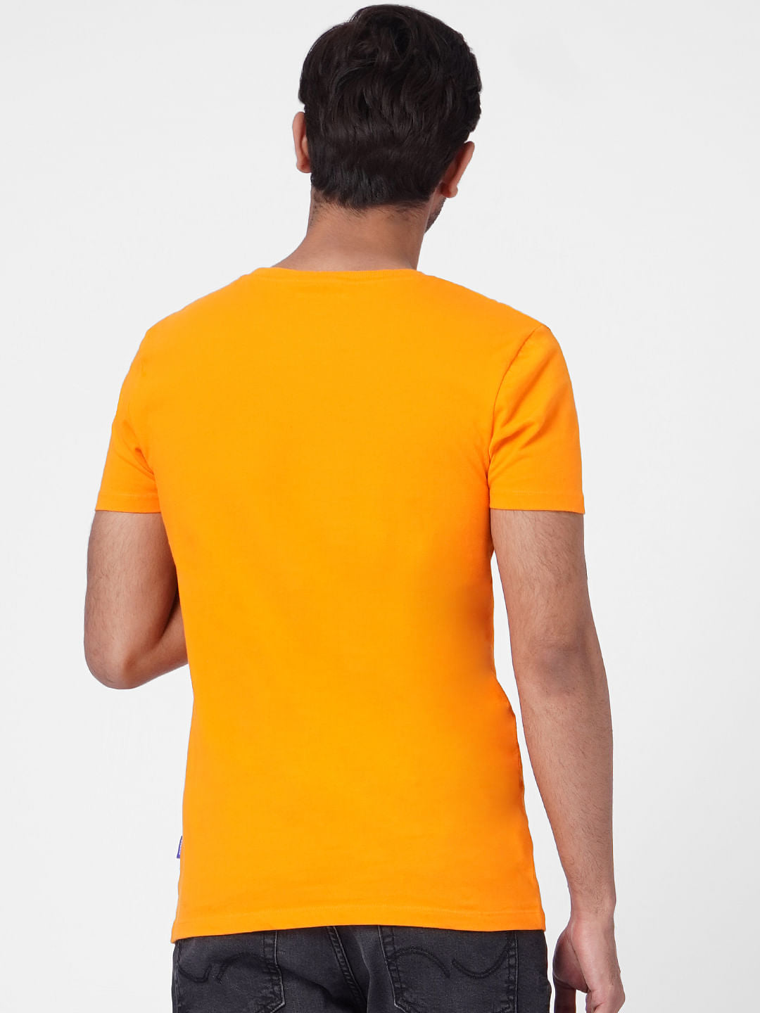 Orange Graphic Print Crew Neck T-shirt