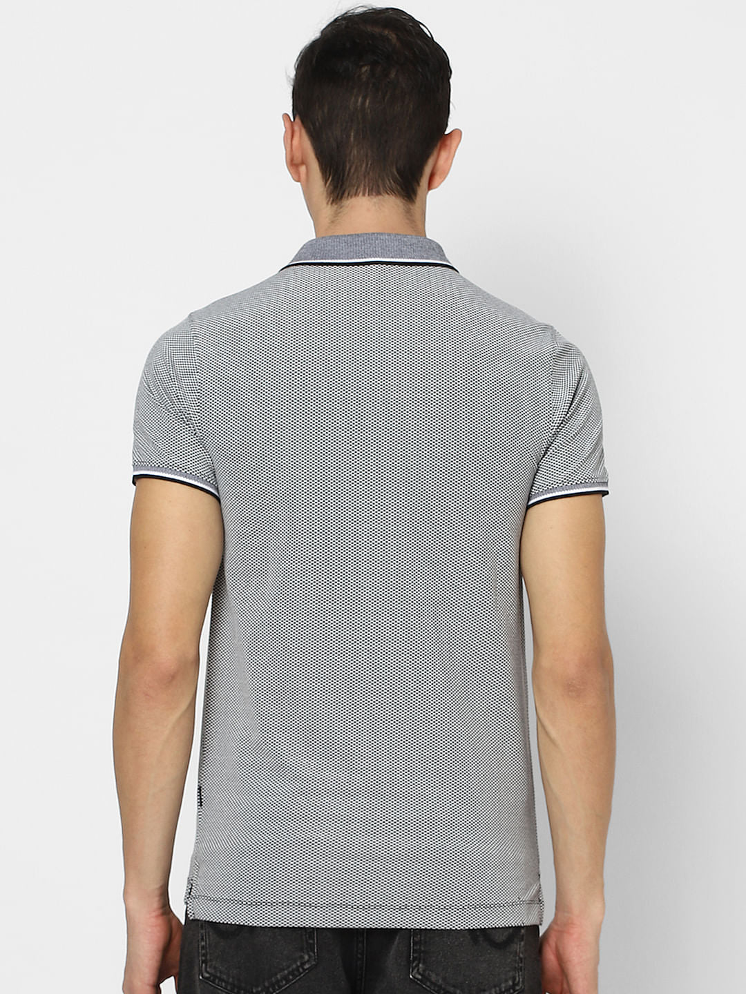 Black & White Jaquard Polo T-shirt