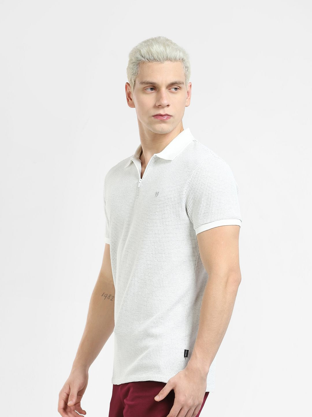 White Zip-Up Polo T-shirt